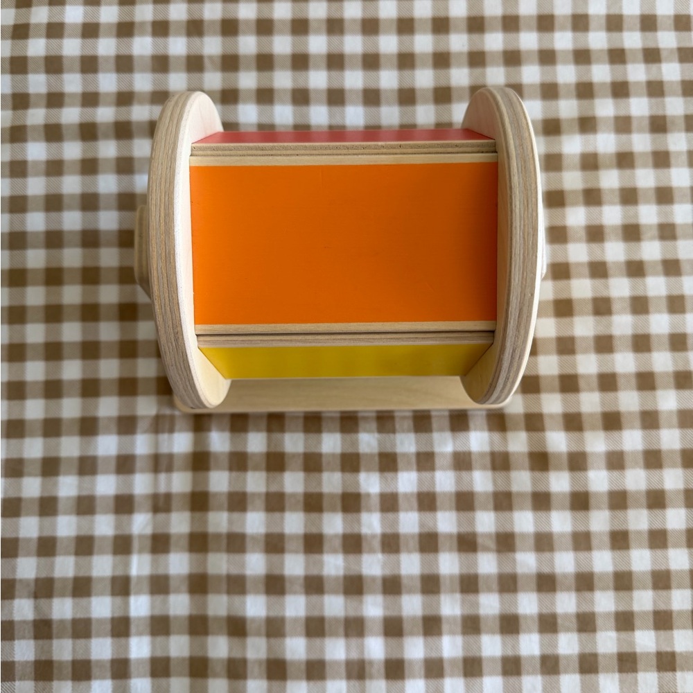 Wooden Rolling Rattle Toy - Orange & Yellow